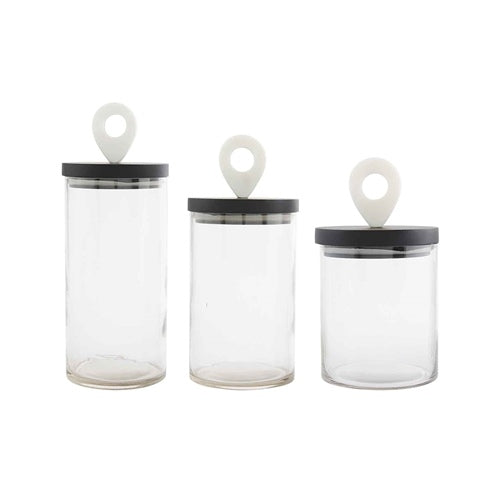 Glass Canister w/ Marble Handle