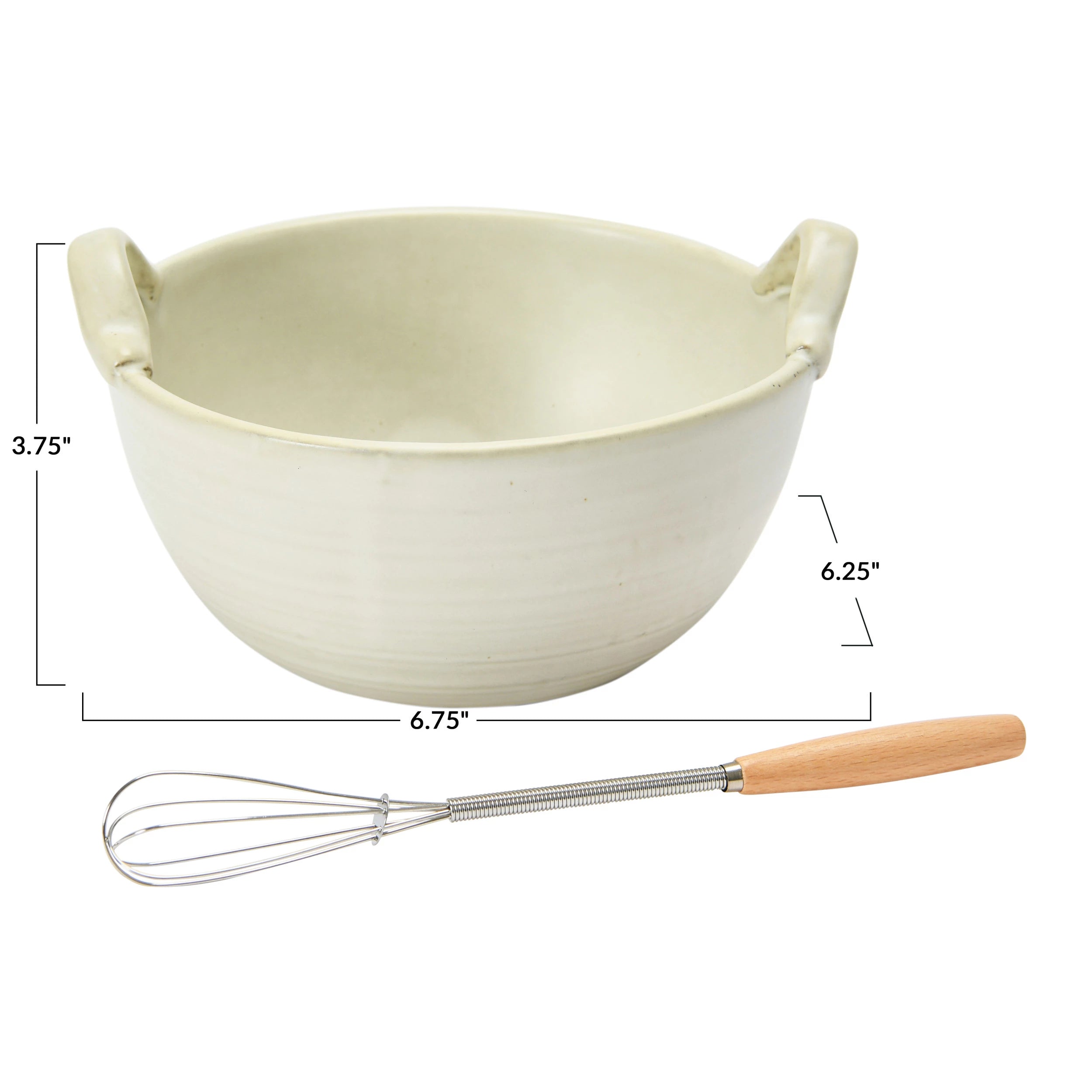 Stoneware Bowl & Wisk Set