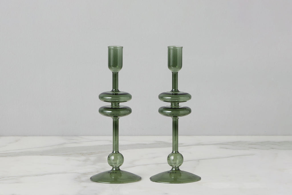 Emerald Glass Candlestick | Medium
