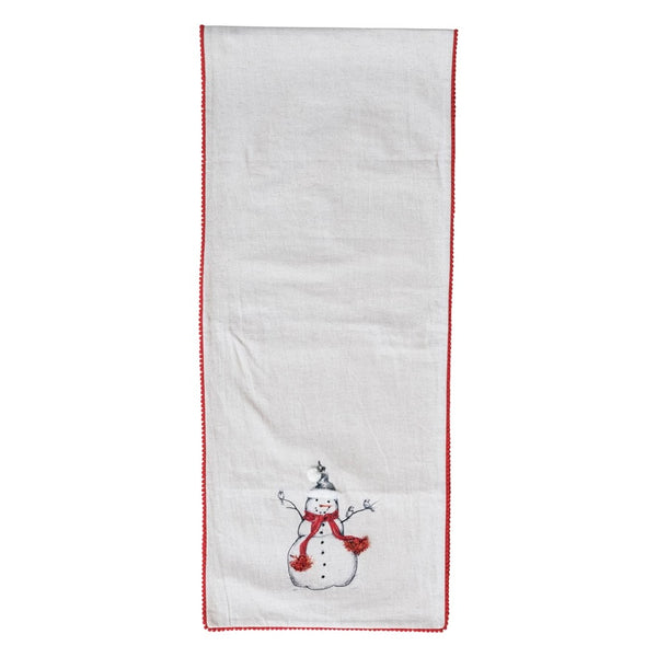 Embroidered Snowman Table Runner