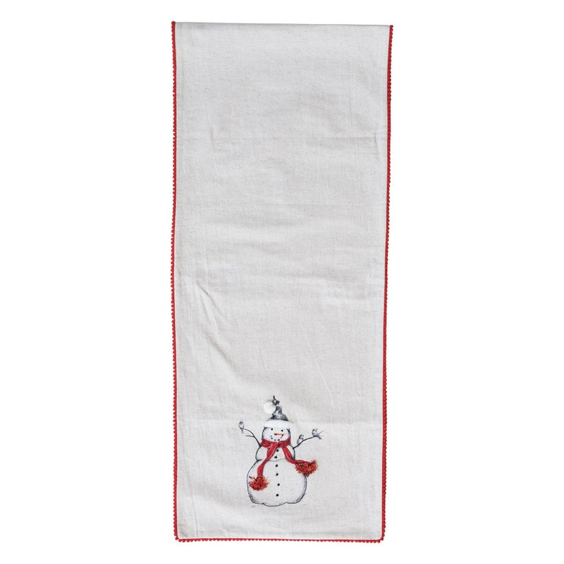 Embroidered Snowman Table Runner