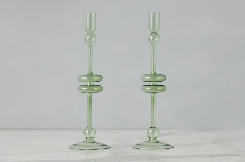 Emerald Glass Candlestick | Medium - Thumbnail 4