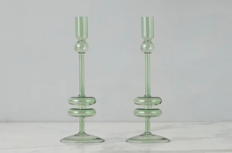 Emerald Glass Candlestick | Medium - Thumbnail 3