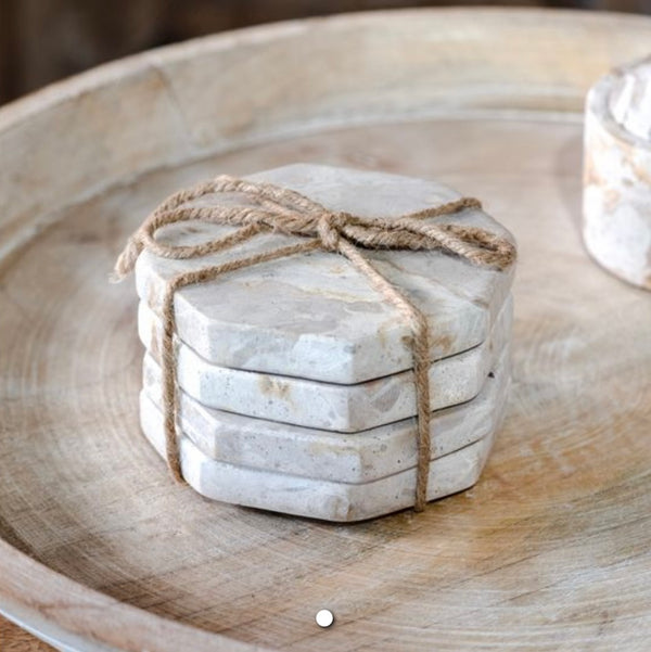 Marble Octogon Coaster Set