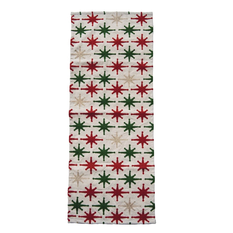 Embroidered Star Table Runner