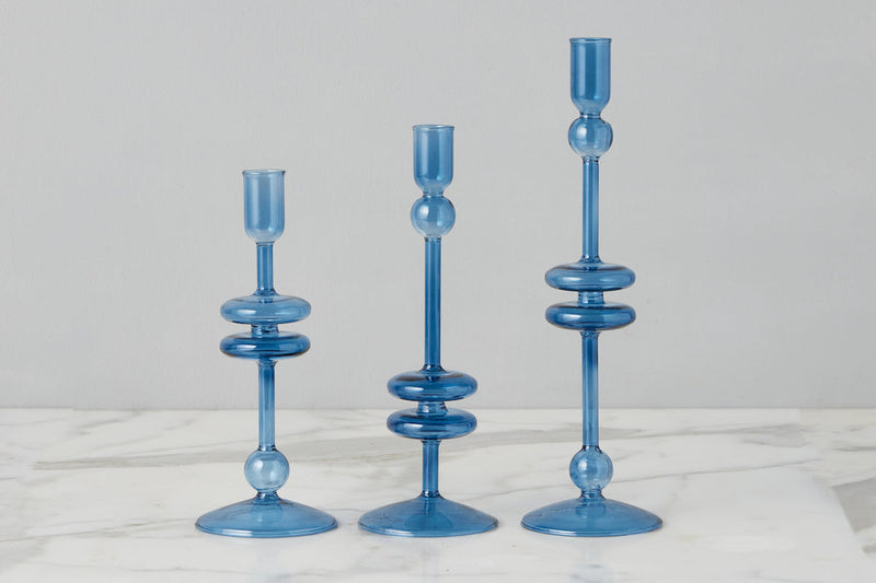 Sapphire Glass Candle Stick by Etu Home