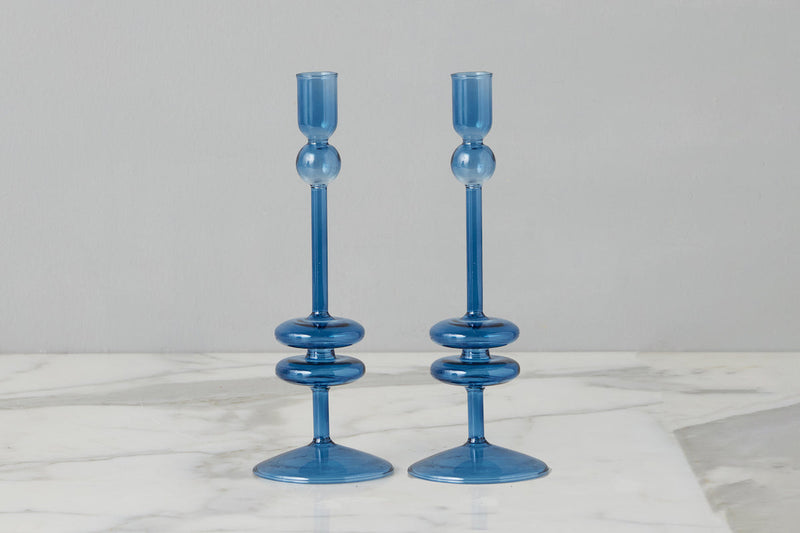 Sapphire Glass Candle Stick by Etu Home