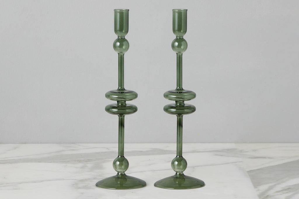 Emerald Glass Candlestick | Medium - Thumbnail 5