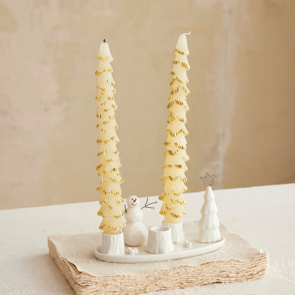 Stoneware Taper Candle Holder Display
