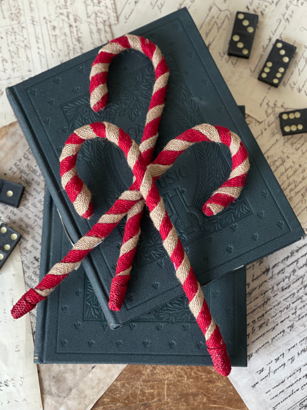 Burlap Candy Cane Ornament