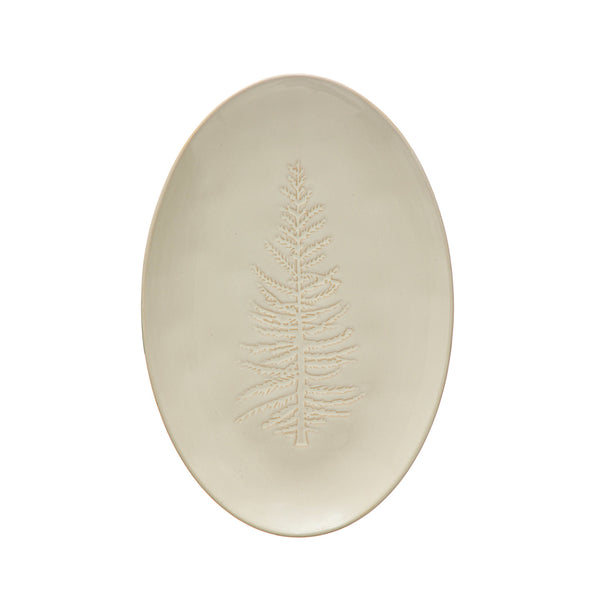 Oval Debossed Stoneware Platter