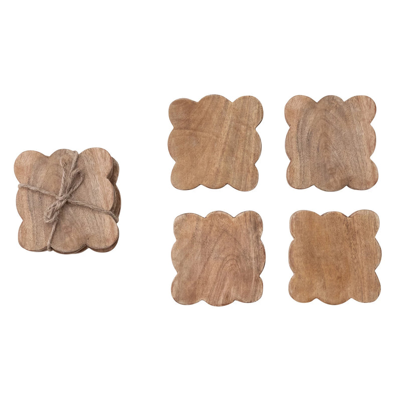 Scallop Mango Wood Coaster Set