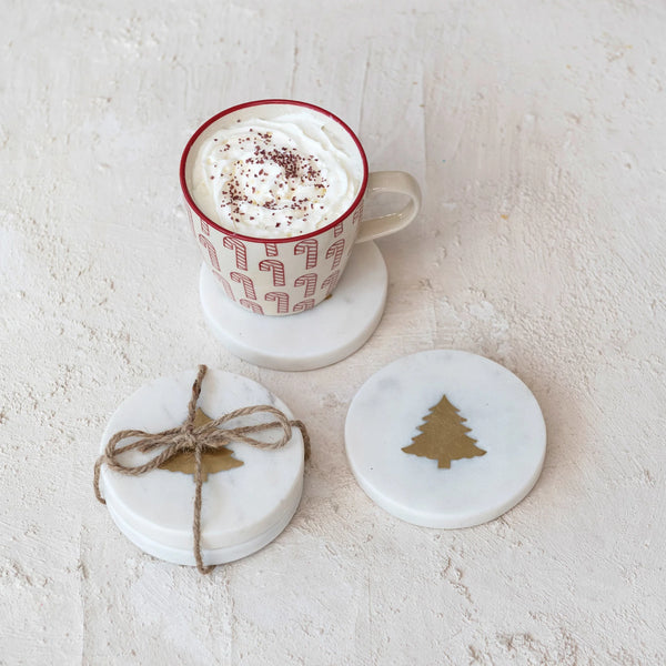 Marble Coaster with Tree Inlay