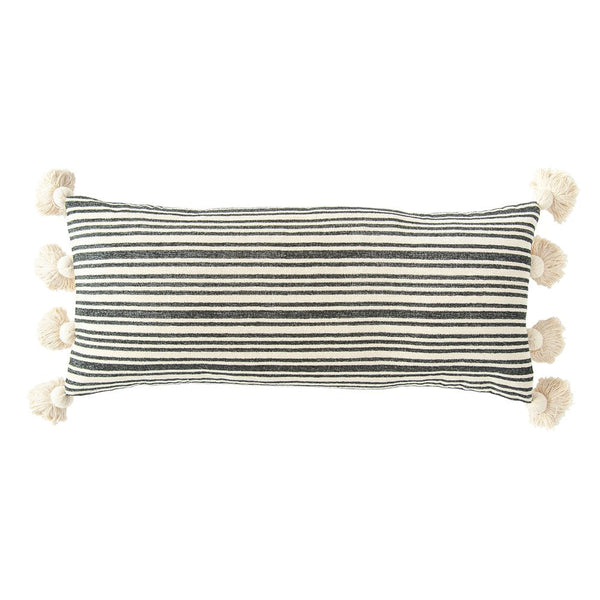 Cotton/Chenille Black Striped Pillow