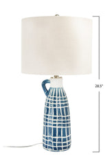 Stoneware Blue Grid Lamp