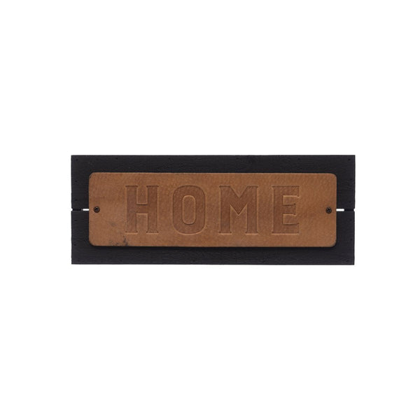 Wood & Leather Home Sign
