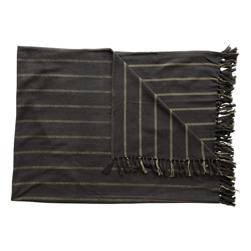 Brushed Cotton Striped Throw