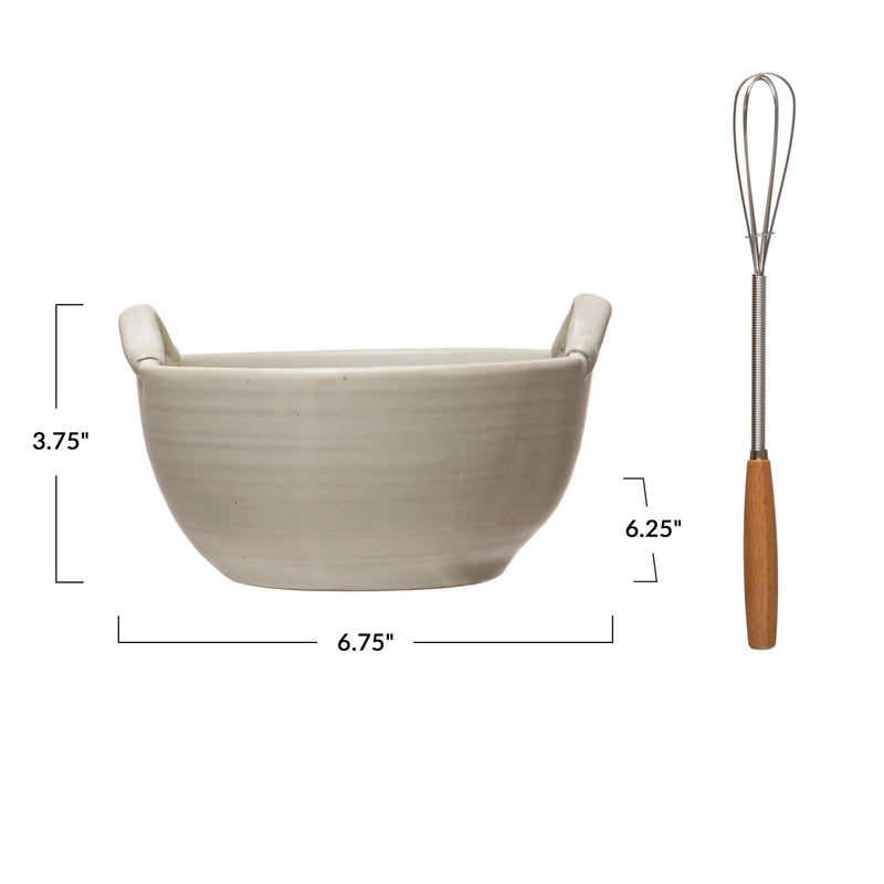 Stoneware Bowl & Wisk Set