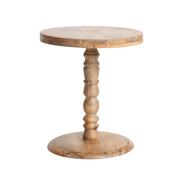 Natural wood 2025 pedestal side table