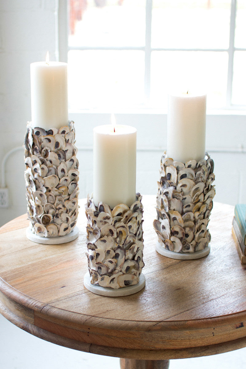 Oyster Shell Pillar Candle Holder